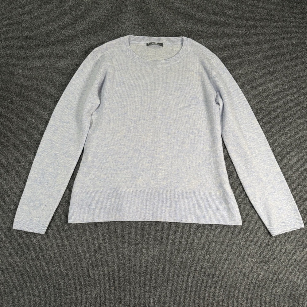 Alashan Womens 100% Merino Wool Crewneck Sweater Size S Blue Quiet Luxury